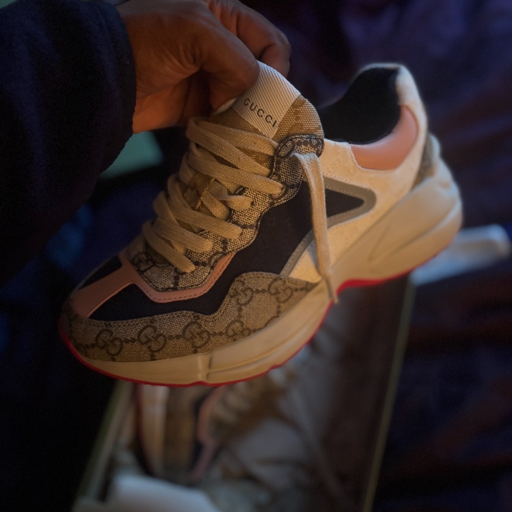 Gucci Pink and Blue Patterned Sneakers